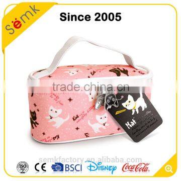 Custom Made Animal Printing Women Pink Pvc Canvas Cosmetic Bag photo-2