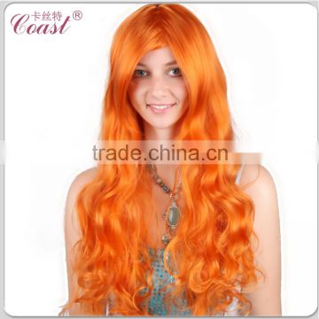 cheap beauty japanese hot orange curly synthetic cosplay wig