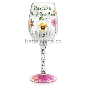 wholesales high quality hand painted stem wine glass for wedding and holiday