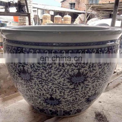 Luxury large jingdezhen hand painted blue and white ceramic pot planters