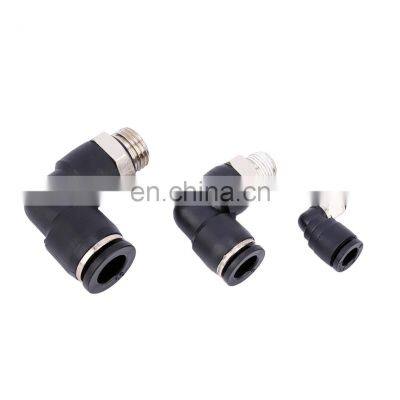 High Quality PL Series L Type Fittings Two Way G Type Thread Quick Push In Tube Black Pneumatic Air Connection