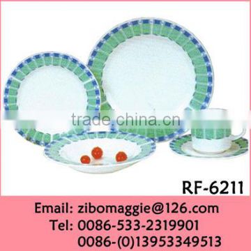 Professional Zibo Made Daily Used Ceramic White Round Dinnerware Custom Print