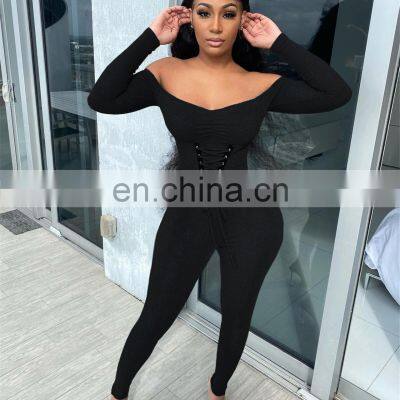 Wholesale Custom Women's Jumpsuit Western Style Autumn and Winter Strapless Eyelet Straps Thread Rompers Pure Cotton photo-2