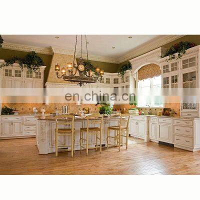 European Classic Cabinet Kitchen With Wood Roman Column Design