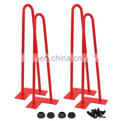 Hairpin Legs Red Wholesale Cheap Round Iron Steel Restaurant Desk Feet Metal Bench Coffee Dining Furniture Table Hairpin Legs