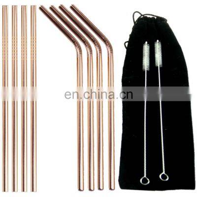 High quality Stainless Steel Water Bottle Drinking Rose Gold Straw