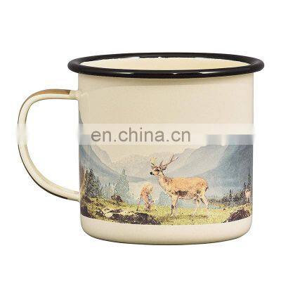 350ml Custom Wholesale Enamel Cup With Lid With Black Rolled Rim photo-5