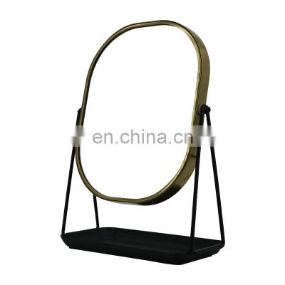 Top sale round shape design makeup vanity mirror high quality beauty desktop makeup mirror bathroom decoration black mirror