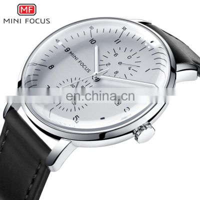 MINI FOCUS MF0052G Popular Men Quartz Watch Custom Logo Leather Strap diamond mens luxury watch