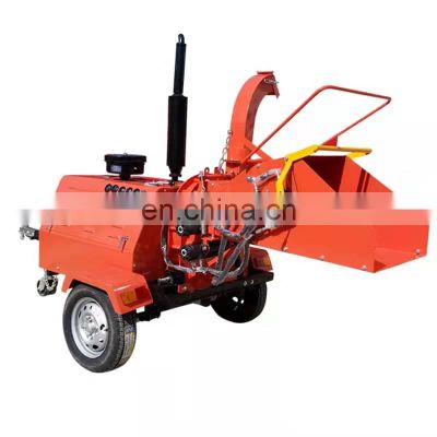 High Efficiency Trailer towed hydraulic feeding 40hp 50hp wood log chipper crusher