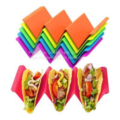 Taco Holder Tray Plate with Handle Hold 3 Tacos, BPA Free PP Material, Dishwasher and Microwave Safe