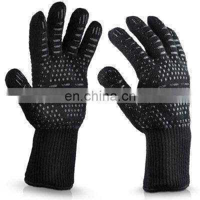 Extreme High Temperature Protceted Safety Kitchen Outdoor Silicone Printed Heat Resistant BBQ Gloves