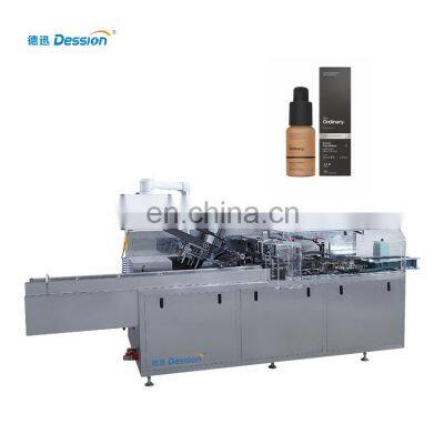 High speed cosmetics carton folding and packing machine cosmetic bottle cartoning packaging machine manufacturer