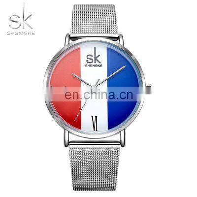 SHENGKE Casual Ladies Watch Three Colors Dial Stainless Steel Milan Mesh Band Japan Quartz Movement Watches Custom Logo K0061L