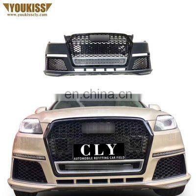 RSQ7 Style PP Body Kits Front Bumper For 2012-2015 Audi Q7 Upgrade RSQ7 ABS Car Grille Flog Lamp Grille Bumper Trims Body Kits