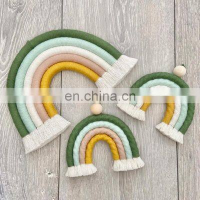 Hot Sale Macrame Rainbow Wall Decor and Keychain Set Boho Nursery Baby Room Decor