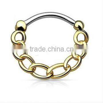 Chain 316L Surgical Steel Septum Clicker Nose Piercing Body Jewelry photo-3