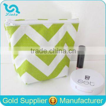 Lime Chevron Canvas Cosmetic Pouch Pochette Pouch Makeup Pouch