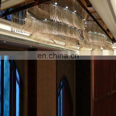 hotel lobby rectangle glass chandeliers ceiling luxury pendant lamp for hall
