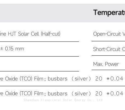 XXR High-Efficiency Solar Cell Ultra-high Conversion Efficiency G12-20BB Series Heterojunction (HJT) Solar Cell photo-3