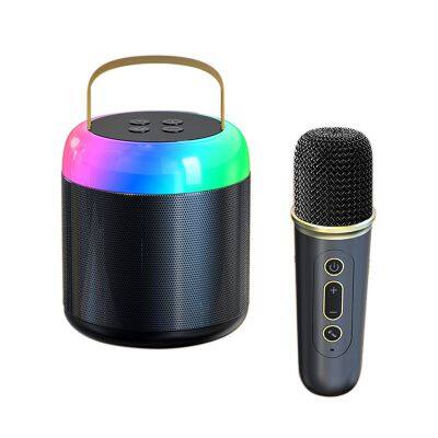 Wholesale Colorful RGB Light Karaoke Speakers Wireless Microphone Mini Speaker Portable Microphones Party Speaker