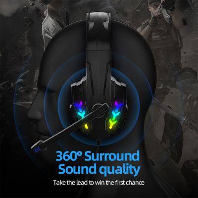 Camouflage Wired 3.5mm Cable RGB Gaming Headset 2.2M Earphone Super Bass Stereo Headphones photo-5