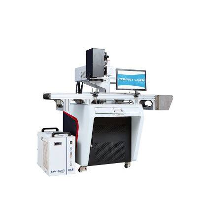 10W Water cooling UV laser engraver with CCD camera auto positioning and conveyor