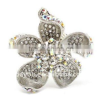 Beautiful Fashion Chunky Big Floral Stretch Ring Silver