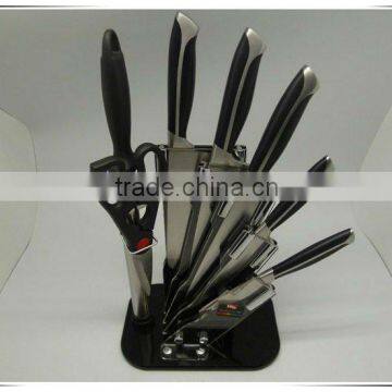 8pcs stainless steel solid handle T-shape good quality with block kitchen knife