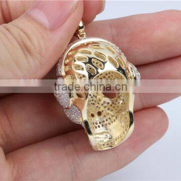 Fashion Hip Pop Skull Pendant OEM Brass or Silver Micro Setting AAA White Zircon