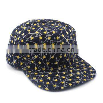 High Quality Star and Stripe Printed 6 Panels Adjustable Flat Snapback Caps