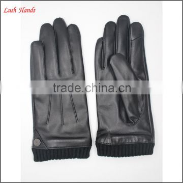 hot sale ladies leather gloves and two tone lining with Index finger touch screen function