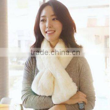 Korea Fashion Plush Plain Lady Fur Scarf Woman Neck Warmer