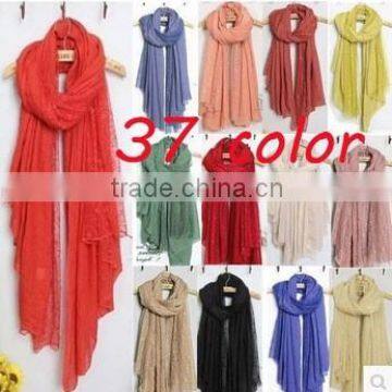 Wholesale Solid Color Cotton Linen Lace Fashion Ladies Scarf                        
                                                Quality Choice