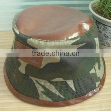 digital camo bucket hat with leather patch