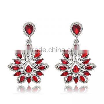 New Charm Fashion Crystal Rhinestone Water Drop Leaf Flower Dangle Drop Earrings photo-6