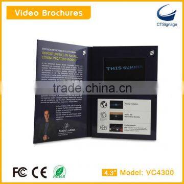 High quality 4.3 inch lcd screen video brochure video book video in print in card in paper for promotion vc4300