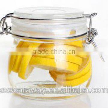 Cylinder shape transparent fruit food storage jar glass container for sale