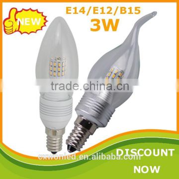 25 watt equivalent daylight color clear frosted E12 e14 led candle bulb 3w