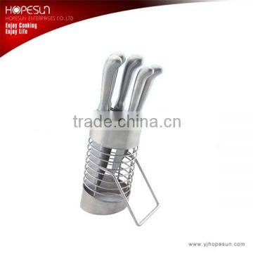 Stainless steel family knife set with wire block