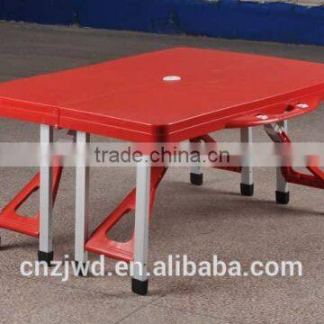 Outdoor Plastic Folding Picnic Table With 4 Seats Color Red photo-3