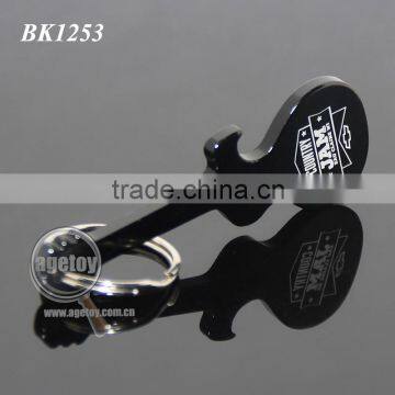 Guitar Shaped Promotional Custom Laser Logo Aluminum Anodizing Black Metal Guitar Keychain Opener photo-6