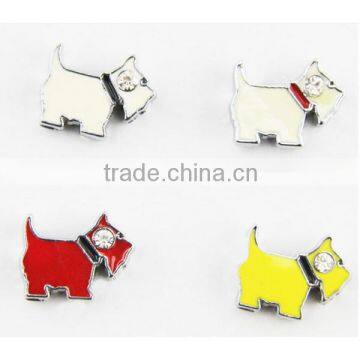 Hot selling crystals 10mm enamel dog slider charms