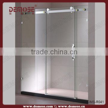 prefabricated shower room triple shower door with tempered glass