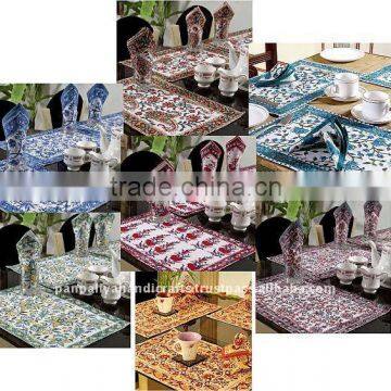 Ethnic Hand Block Printed Table Mats-Cotton Printed Table Mats