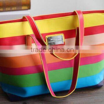 Wholesale Factory Price Mini Order Microfiber Stripe Beach Bag In Dongguan