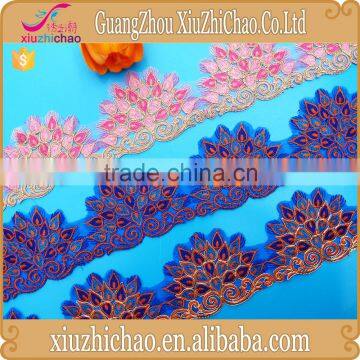 T0596-K1 (19023) latest product xiuzhichao embroidery polyester lace trim for clothing