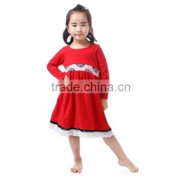 New Design Cotton Long Sleeve Girls Frocks for Christmas Day Children Clothing