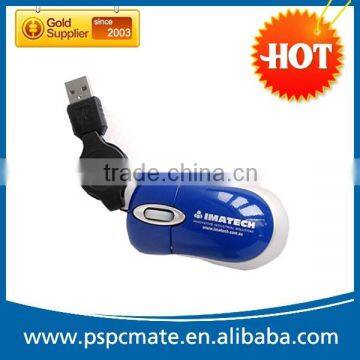 Cable telescoping /flexible mini wired retractable / retracted mouse with KA8 chip DPI 1000 as promotional gift