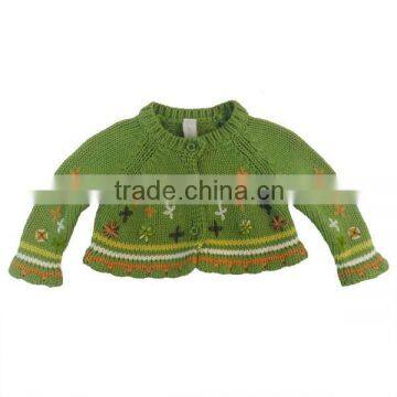 C101220010 Baby Green cardigan sweater with lovely flowers